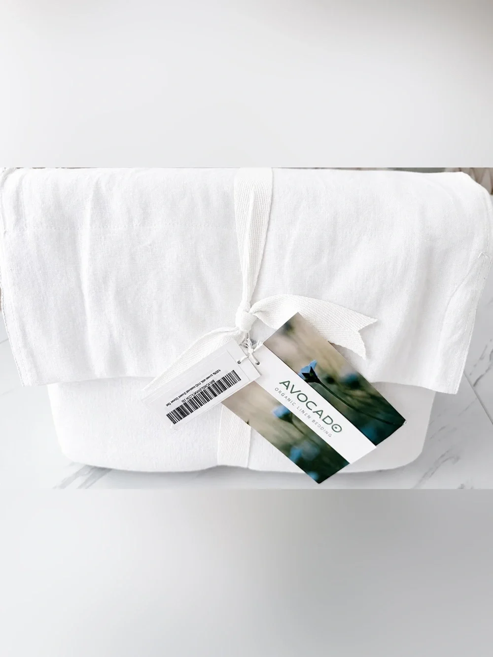 Avocado NATURAL LINEN DUVET COVER - Size: Full / Queen - Color: White - NWT
